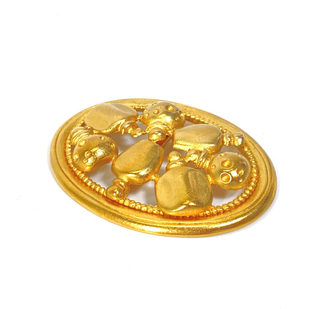 Christian Dior Brooch Gold Plated gold circle round vintage Perfume bottle motif Women