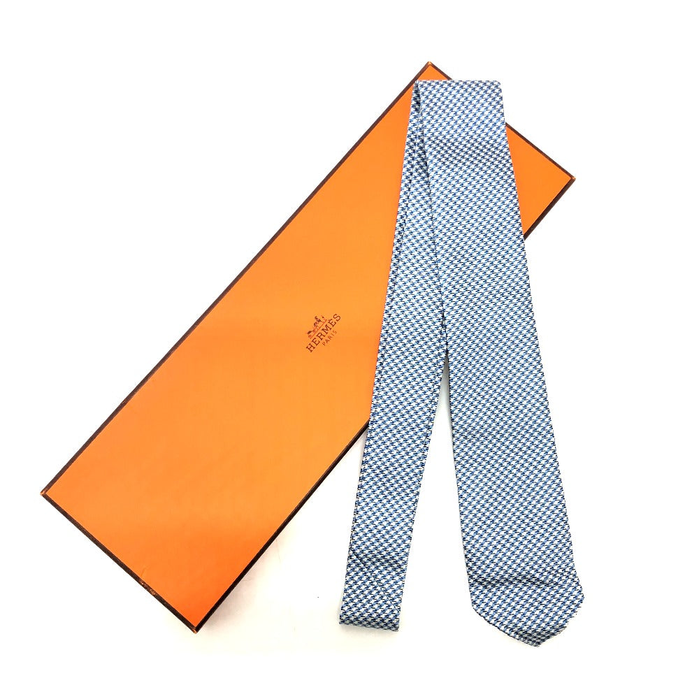 HERMES tie silk blue Overall handle mens