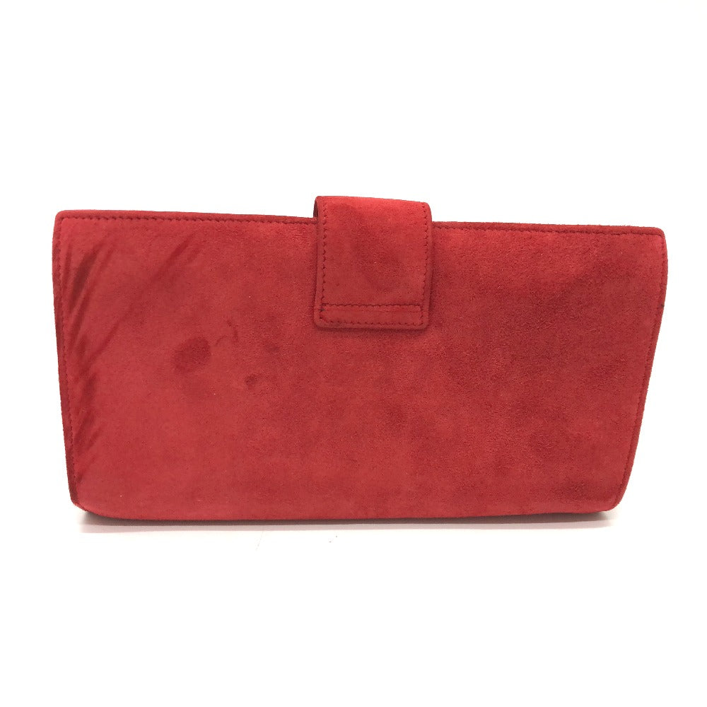 CELINE Accessory case suede Red Jewelry case logo Women