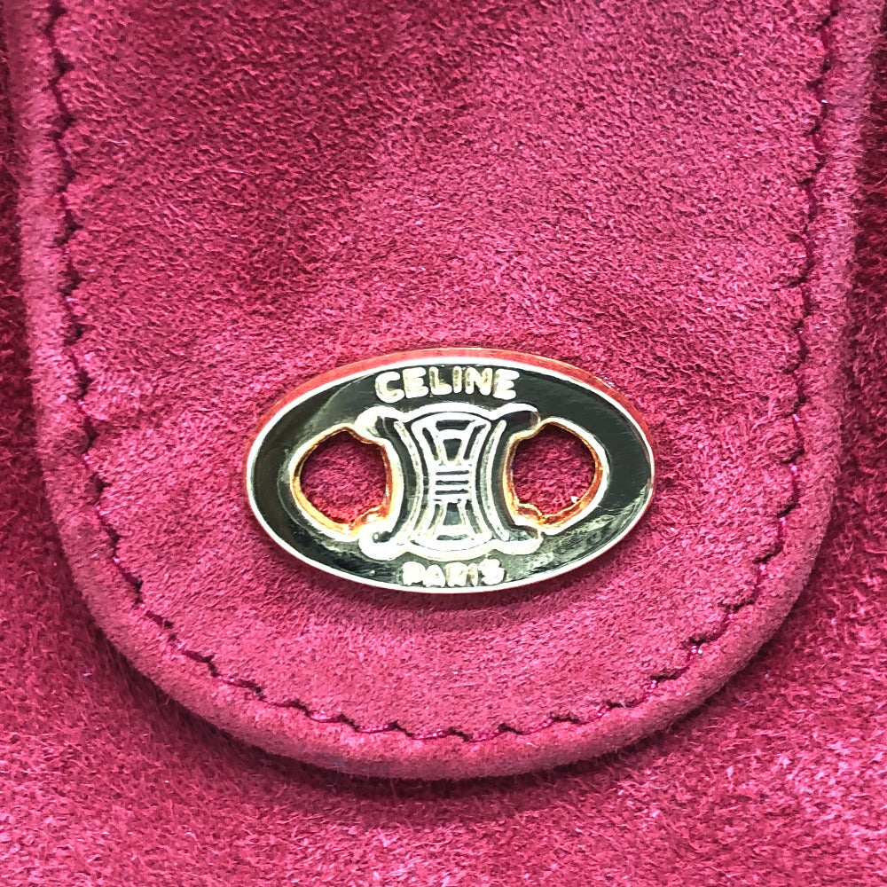 CELINE Accessory case suede Red Jewelry case logo Women