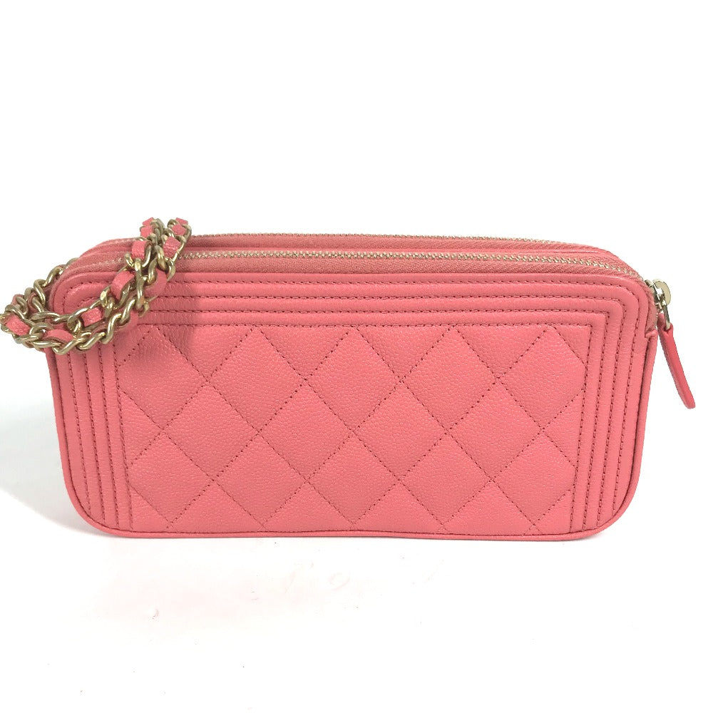 CHANEL Shoulder Bag A84069 Caviar skin Pink x Gold Metal CCCOCO Mark Boy Chanel COCO Mark Women
