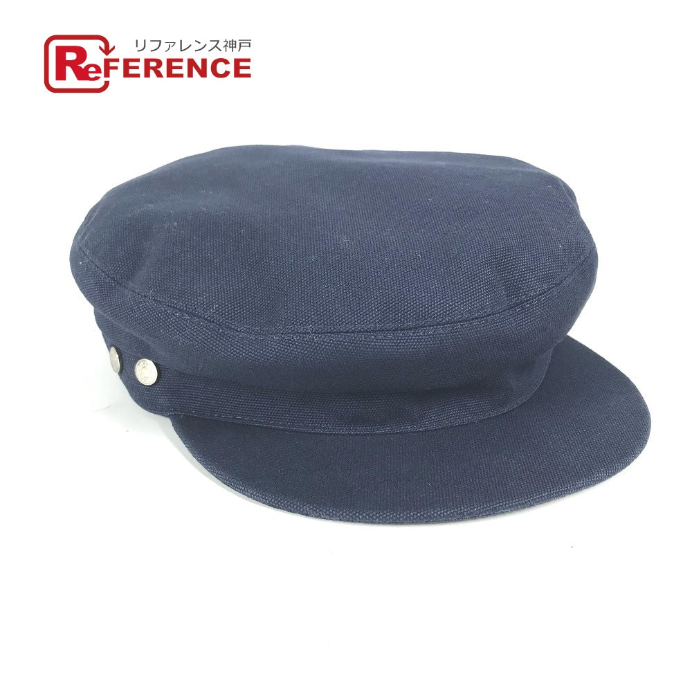 HERMES Casquette cotton Navy Kabul Serie Button Newsboy 57 Women 57
