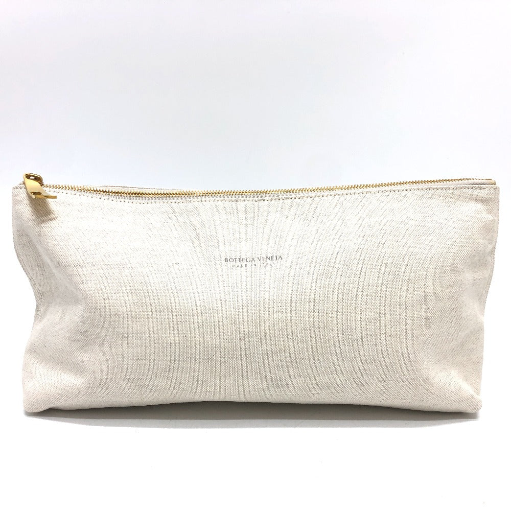 BOTTEGAVENETA Clutch bag canvas beige Pouch, business bag logo Women(Unisex)