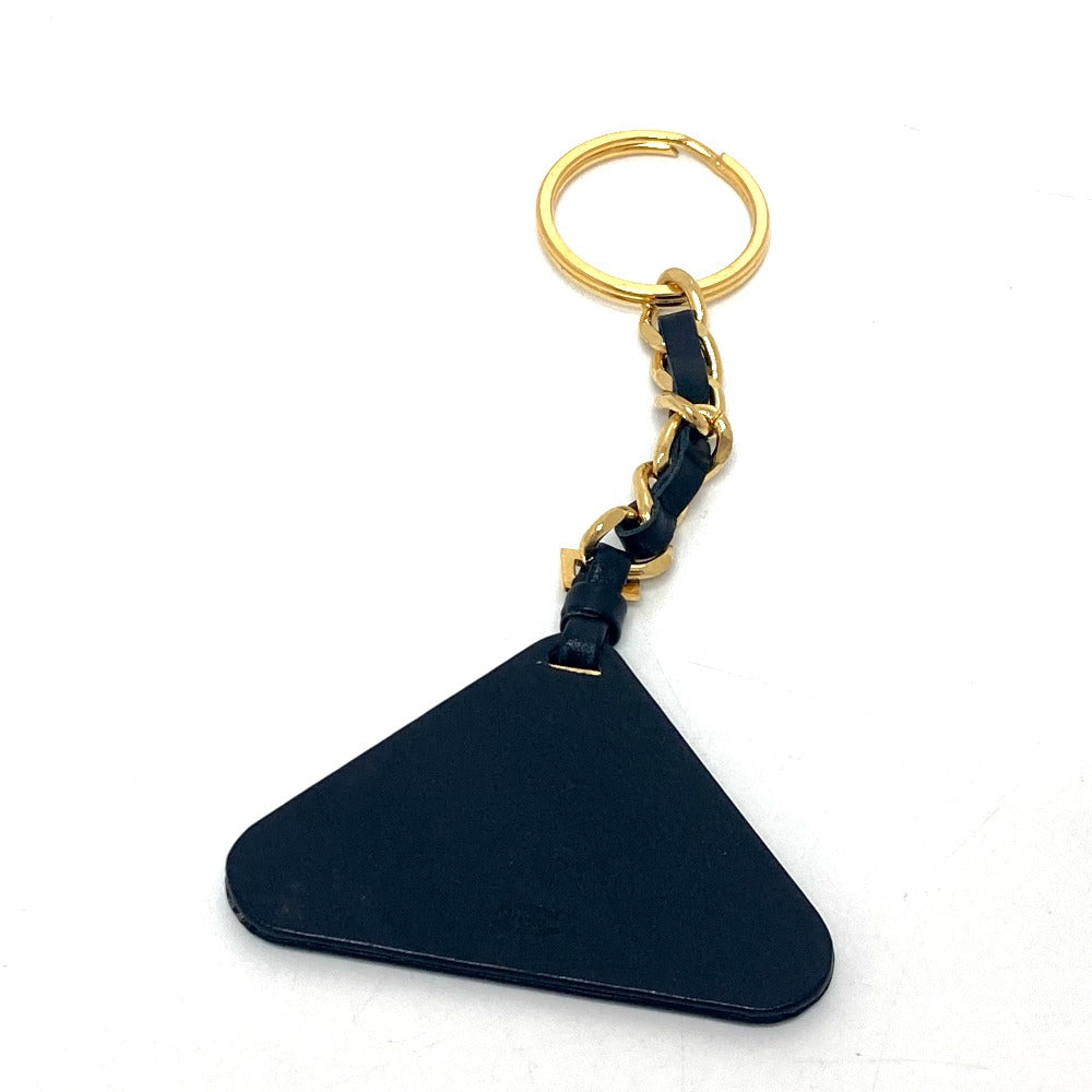 CHANEL Key ring Metal, Leather Gold Metal 94P Triangular plate