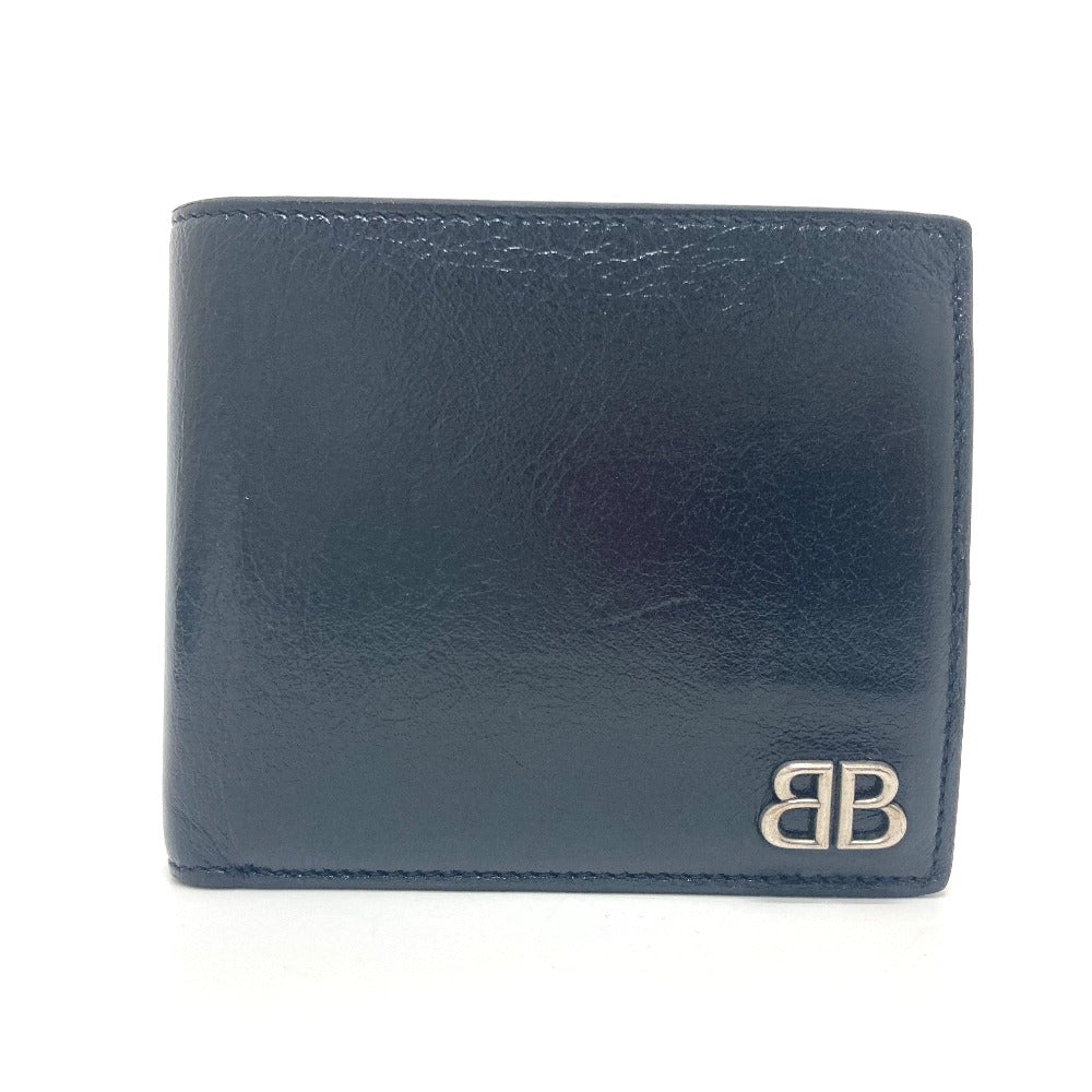 BALENCIAGA Folded wallet 779971 leather black BB logo mens