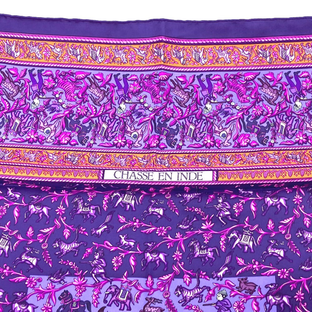 HERMES scarf silk purple CHASSE EN INDE Women