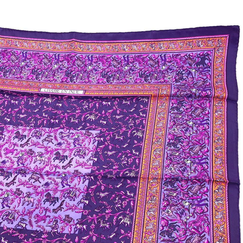HERMES scarf silk purple CHASSE EN INDE Women