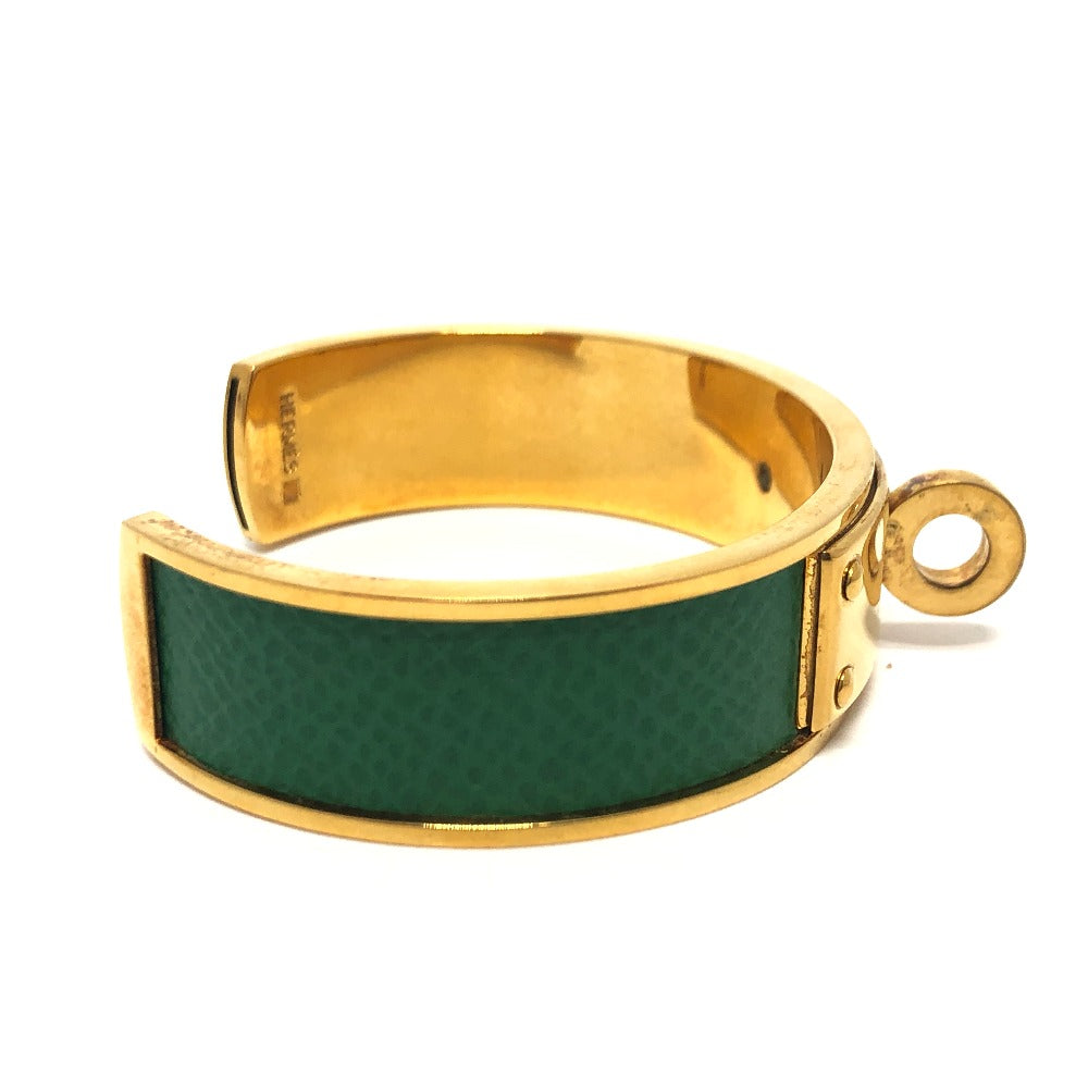 HERMES Bangle Gold Plated, Leather gold Kelly bangle Women