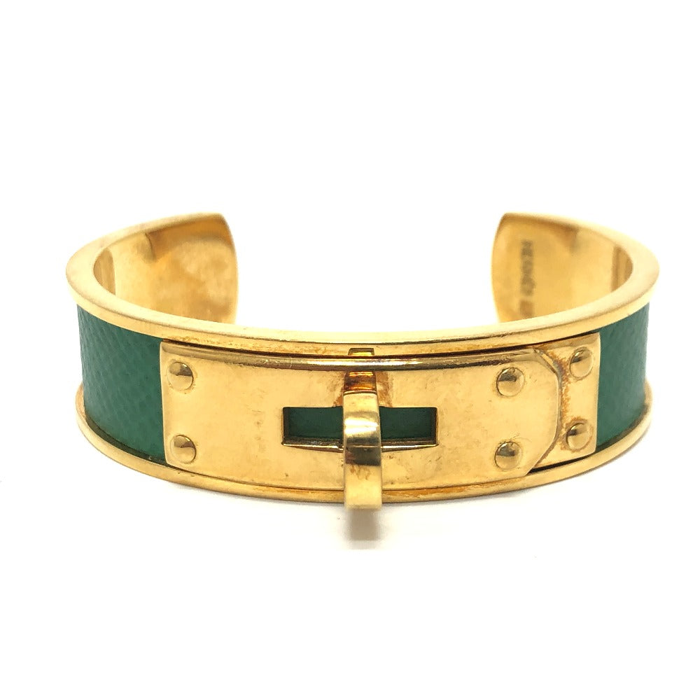 HERMES Bangle Gold Plated, Leather gold Kelly bangle Women