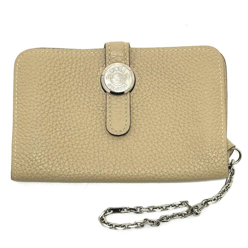 HERMES Coin case Taurillon Clemence beige Dogon Women