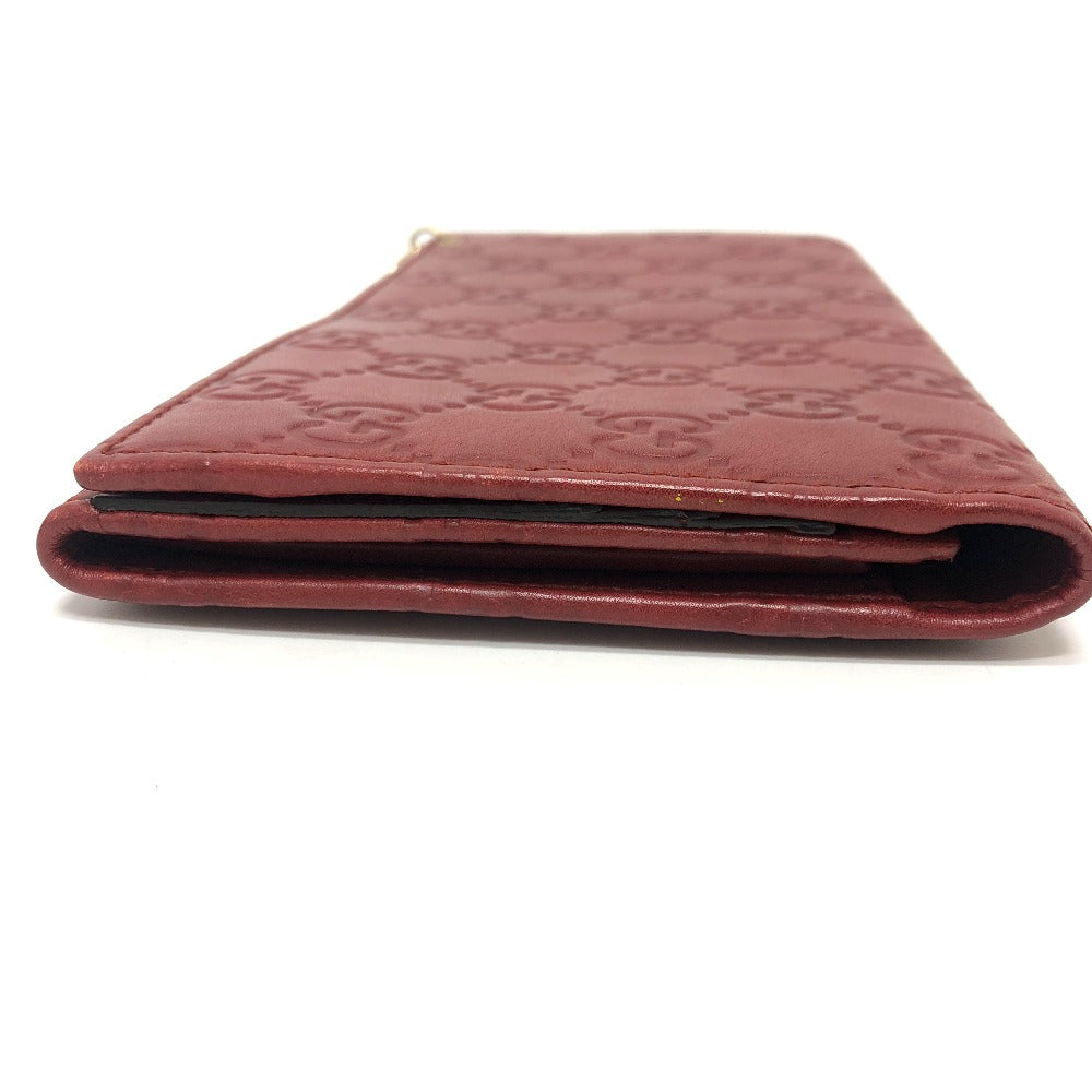 GUCCI Long Wallet Purse 212109 Sima leather Red GG Shima Line Women