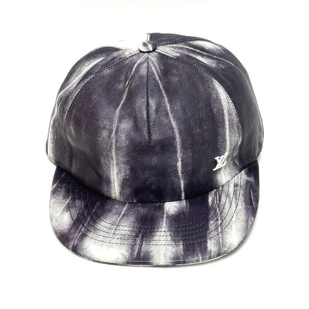 LOUIS VUITTON cap MP2334 leather Gray x white Newsboy cap and tie Diquill 1.0
