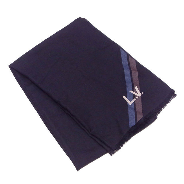 LOUIS VUITTON Scarf Black x Blue x Beige type Stall