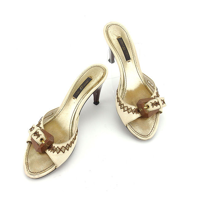 LOUIS VUITTON Mule Beige x brown x gold 35