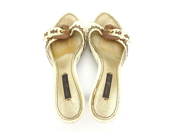 LOUIS VUITTON Mule Beige x brown x gold 35
