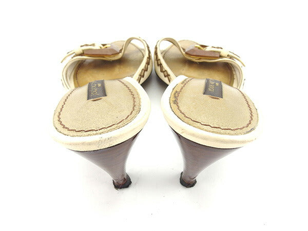 LOUIS VUITTON Mule Beige x brown x gold 35