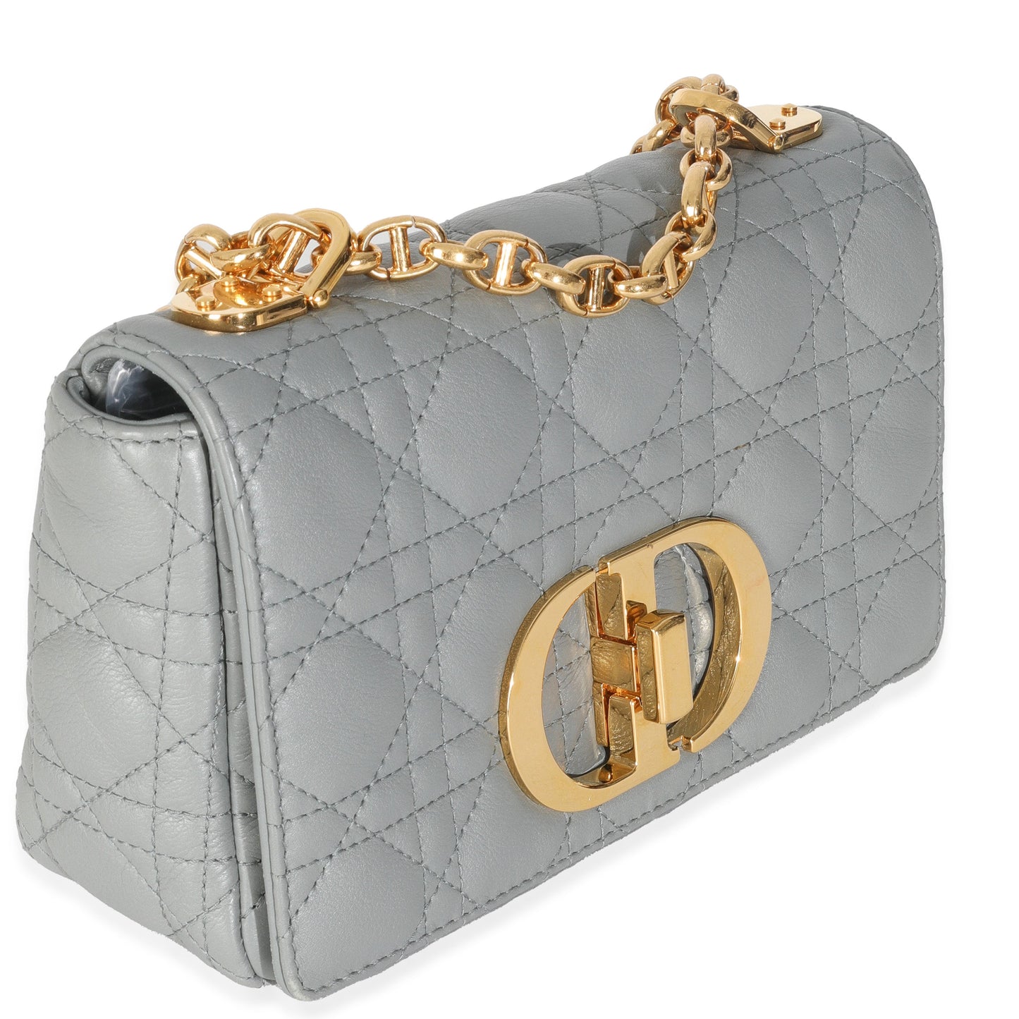 Dior Blue Supple Calfskin Small Caro Chain Bag