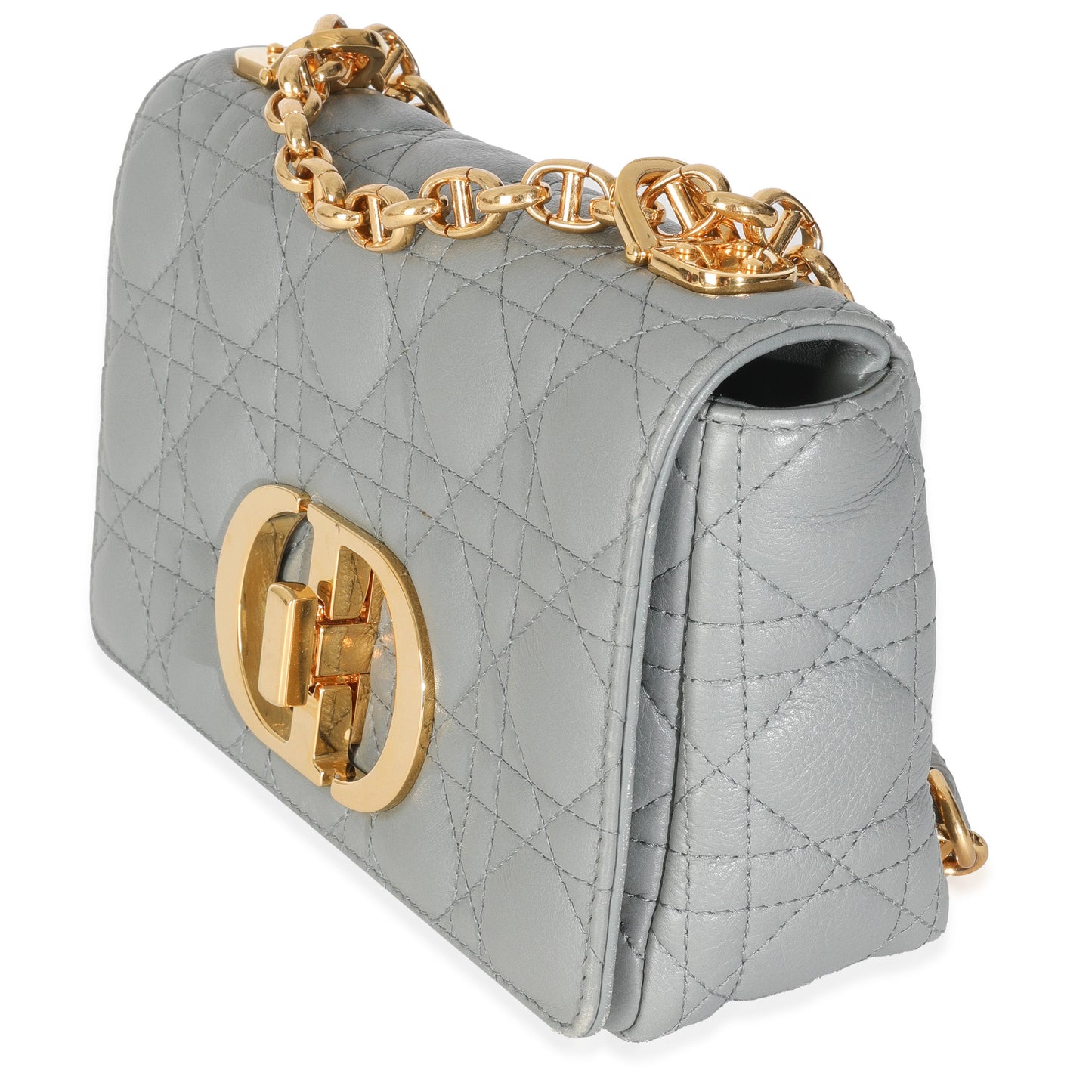 Dior Blue Supple Calfskin Small Caro Chain Bag
