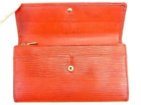 LOUIS VUITTON Long Wallet Purse M63577 Red Pochette Porto MonÃÂ©credi