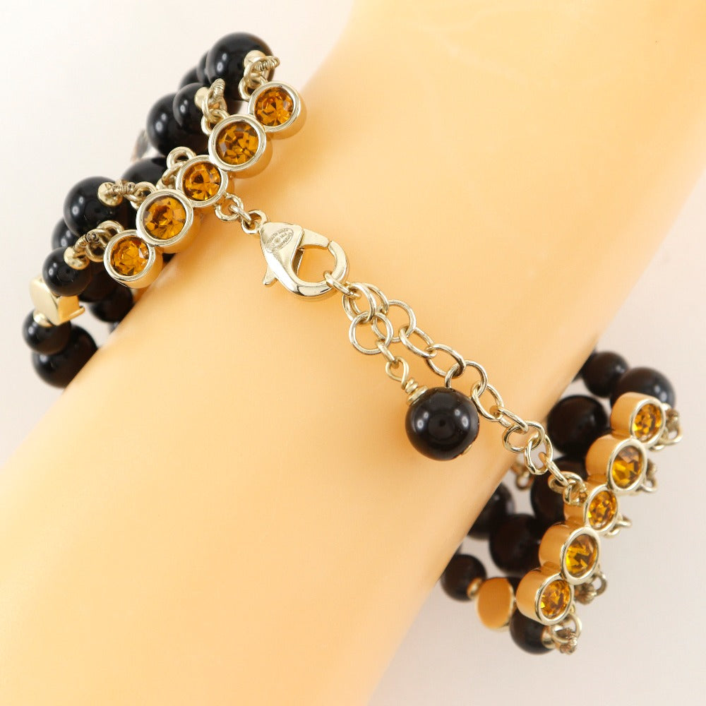 CHANEL bracelet Plated Gold, Rhinestones black COCO Mark