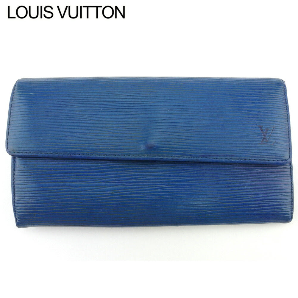 LOUIS VUITTON Long Wallet Purse M63575 Blue gold Pochette Porto MonÃÂ©credi
