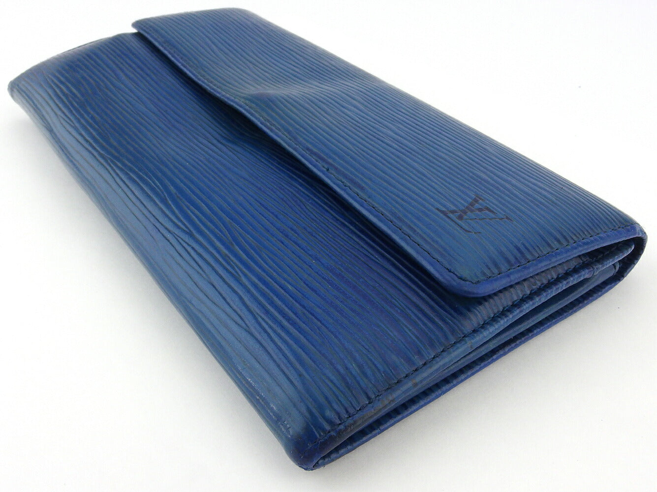 LOUIS VUITTON Long Wallet Purse M63575 Blue gold Pochette Porto MonÃÂ©credi