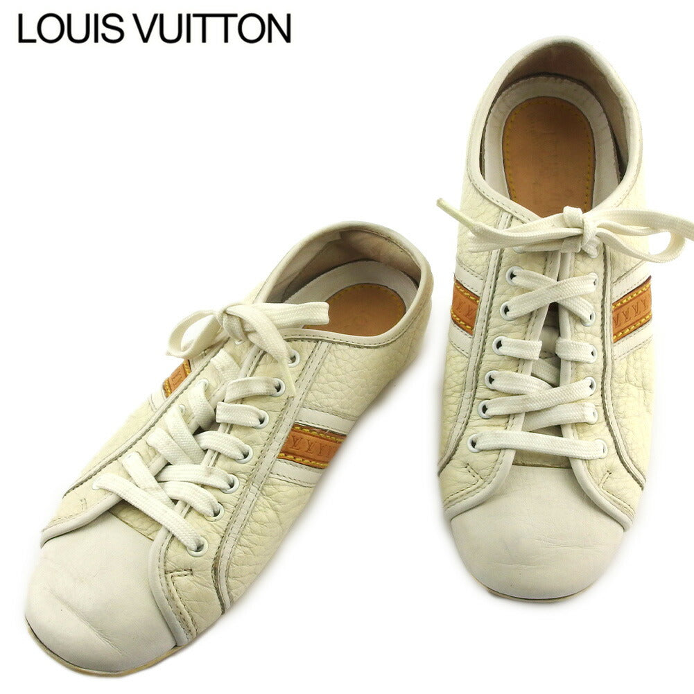 LOUIS VUITTON sneakers white white beige 34 half low cut