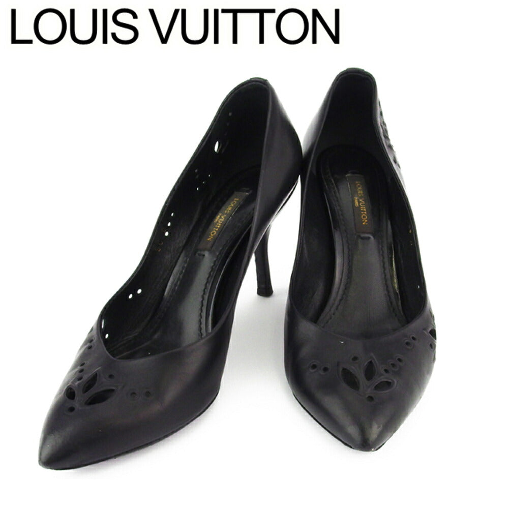 LOUIS VUITTON pumps leather black 36 pointed toe 36