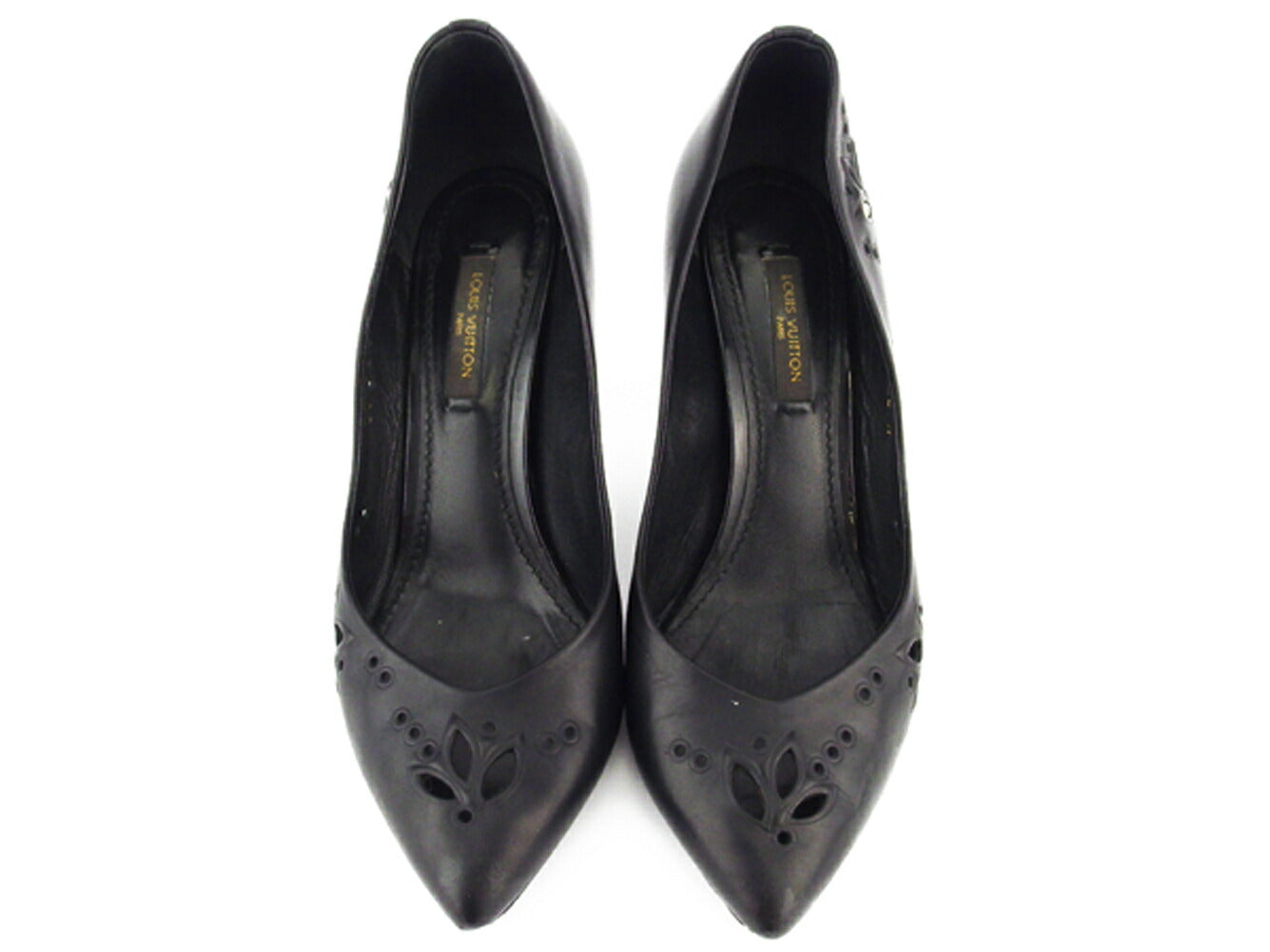 LOUIS VUITTON pumps leather black 36 pointed toe 36