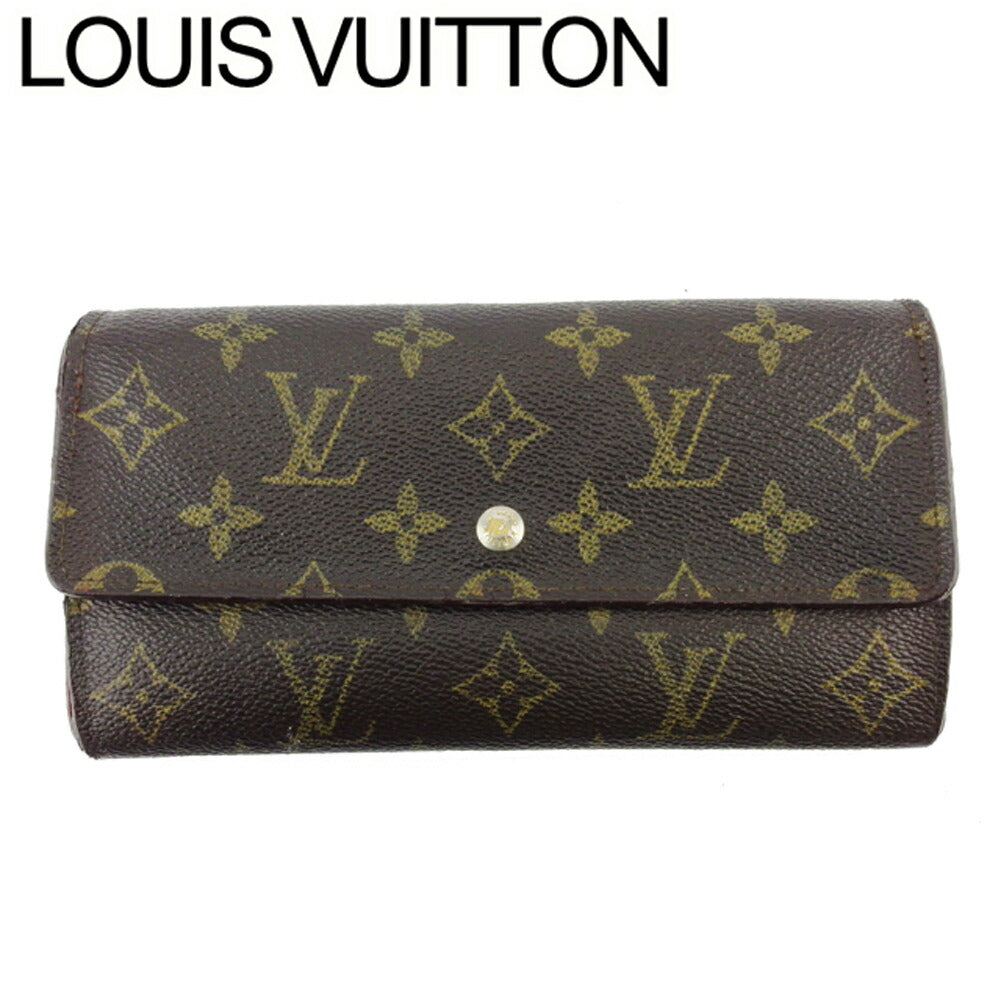 LOUIS VUITTON Long Wallet Purse M61724 Brown beige gold Pochette Porto MonÃÂ©credi