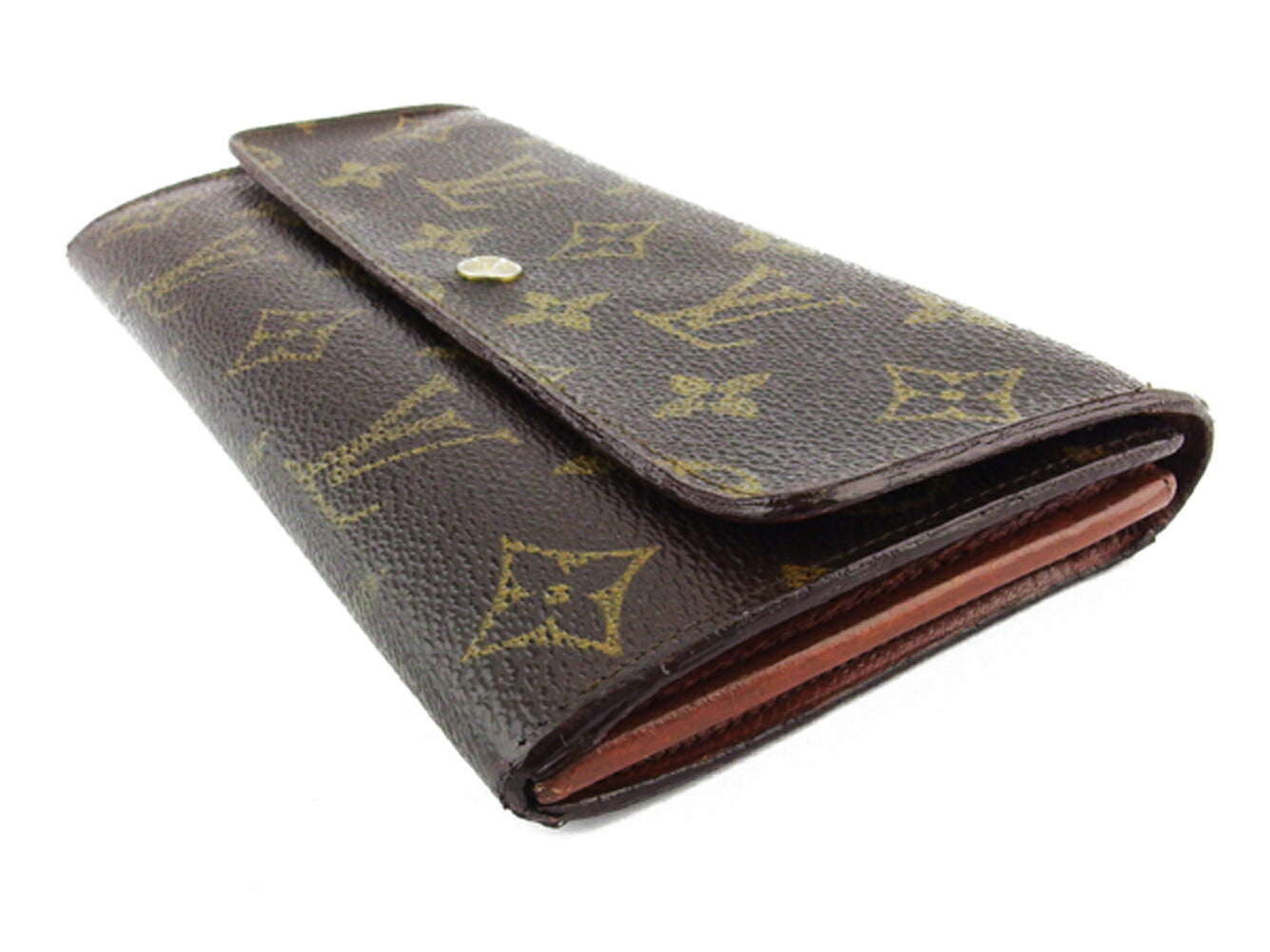LOUIS VUITTON Long Wallet Purse M61724 Brown beige gold Pochette Porto MonÃÂ©credi