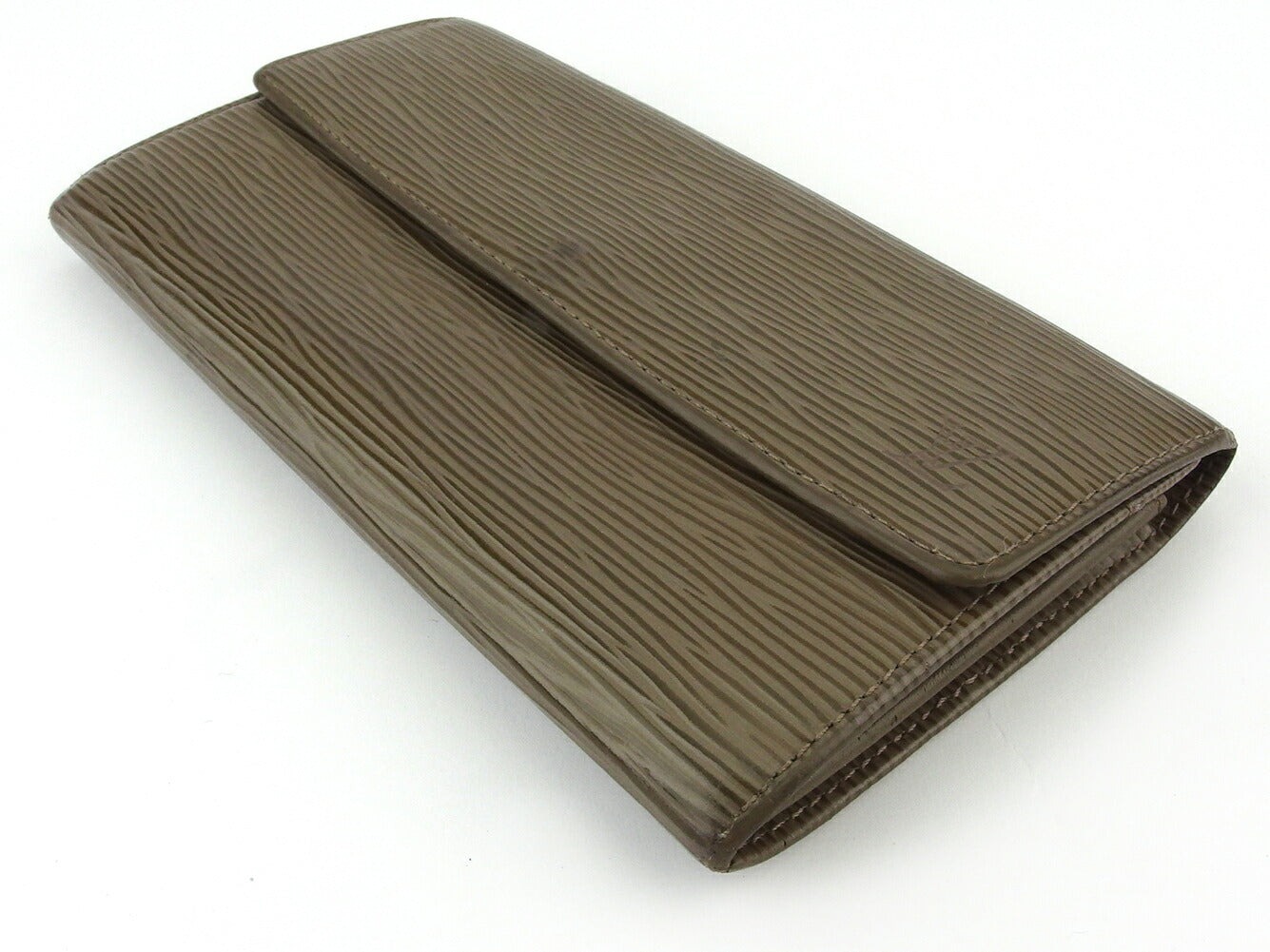 LOUIS VUITTON Long Wallet Purse M6357C Gray Brown Silver Pochette Porto MonÃÂ©credi