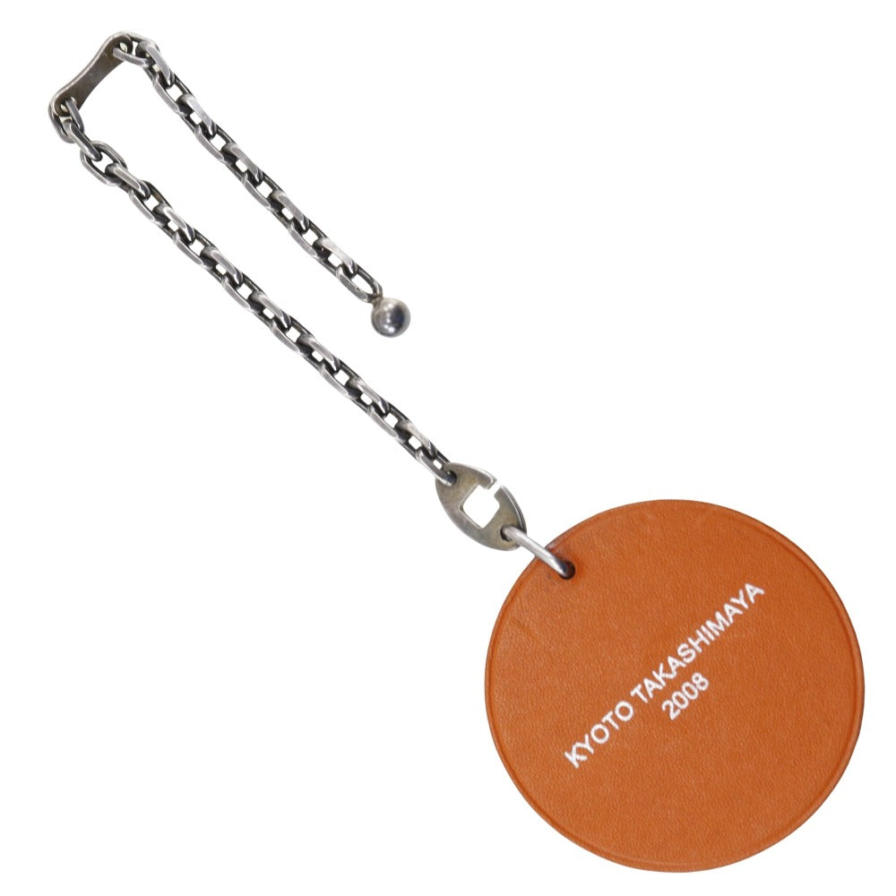 HERMES key ring Leather, Silver925 Orange Key charm KYOTO TAKASHIMAYA 2008 Takashimaya limited Women