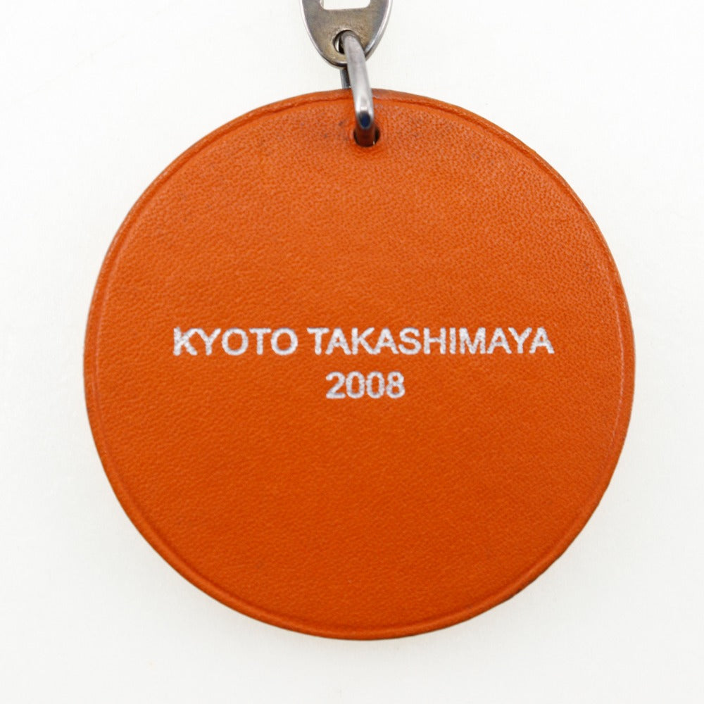 HERMES key ring Leather, Silver925 Orange Key charm KYOTO TAKASHIMAYA 2008 Takashimaya limited Women