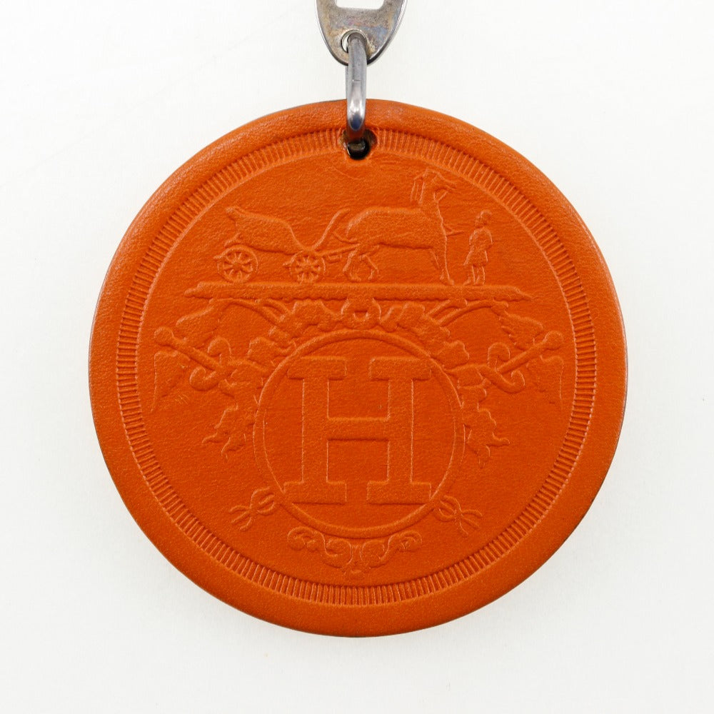 HERMES key ring Leather, Silver925 Orange Key charm KYOTO TAKASHIMAYA 2008 Takashimaya limited Women