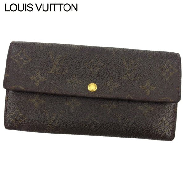 LOUIS VUITTON Long Wallet Purse M61725 Brown beige gold Pochette Porto MonÃÂ©credi