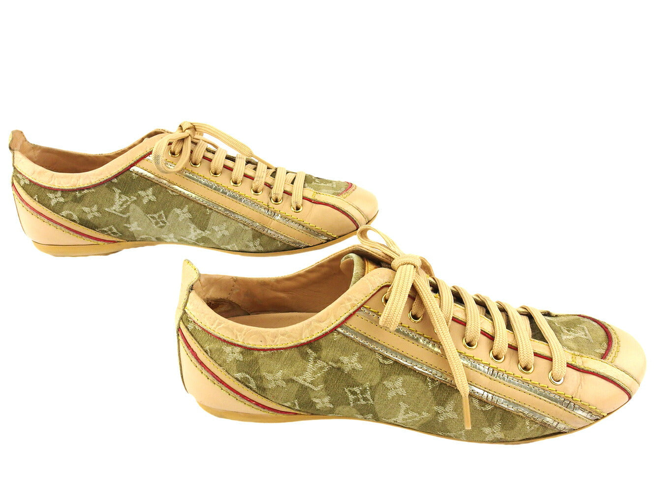 LOUIS VUITTON sneakers Leather, Canvas multicolor #35 Low-cut 35