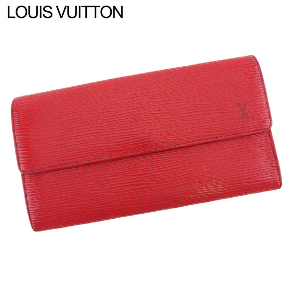 LOUIS VUITTON Long Wallet Purse M63577 Red gold Pochette Porto MonÃÂ©credi