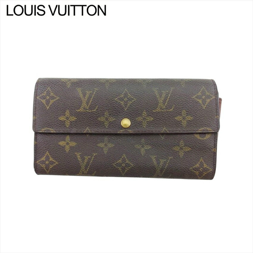 LOUIS VUITTON Long Wallet Purse M61725 Brown beige gold Pochette Porto MonÃÂ©credi