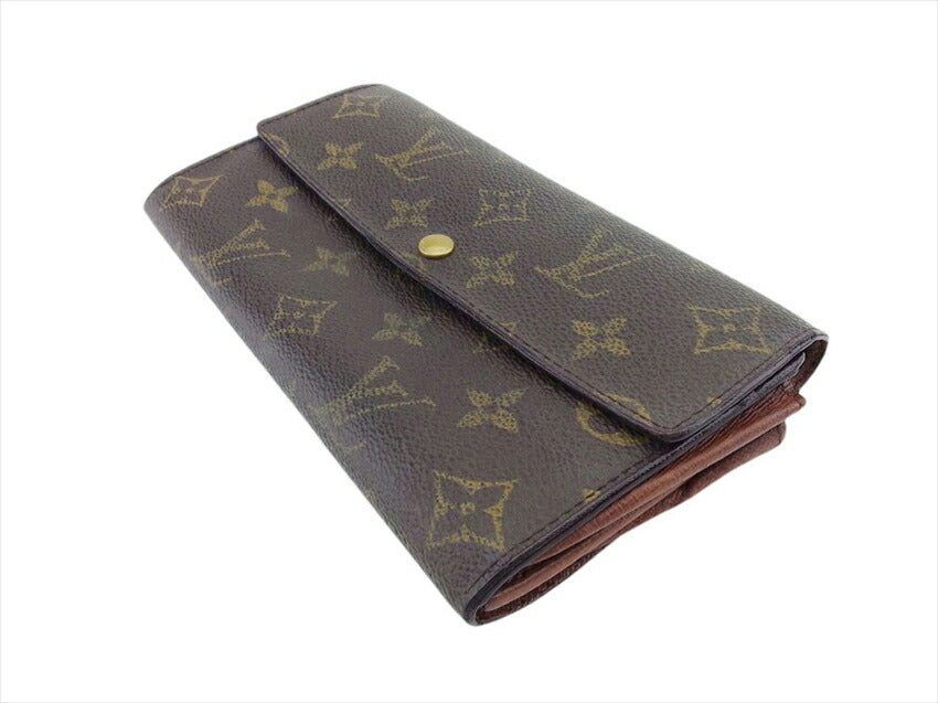 LOUIS VUITTON Long Wallet Purse M61725 Brown beige gold Pochette Porto MonÃÂ©credi