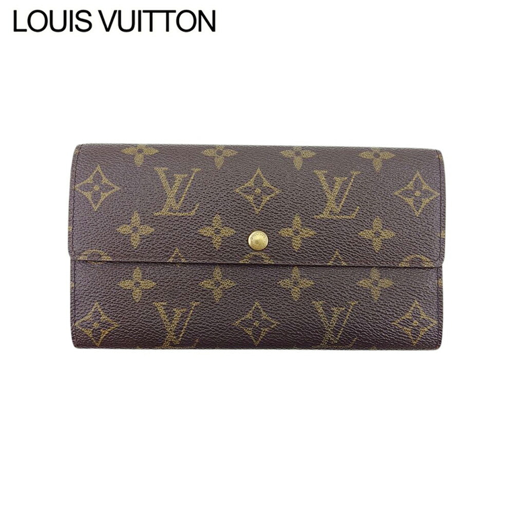 LOUIS VUITTON Long Wallet Purse M61725 Brown beige gold Pochette Porto MonÃÂ©credi