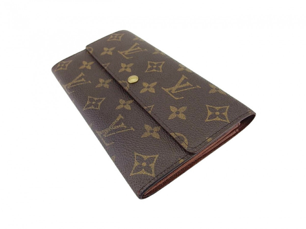 LOUIS VUITTON Long Wallet Purse M61725 Brown beige gold Pochette Porto MonÃÂ©credi