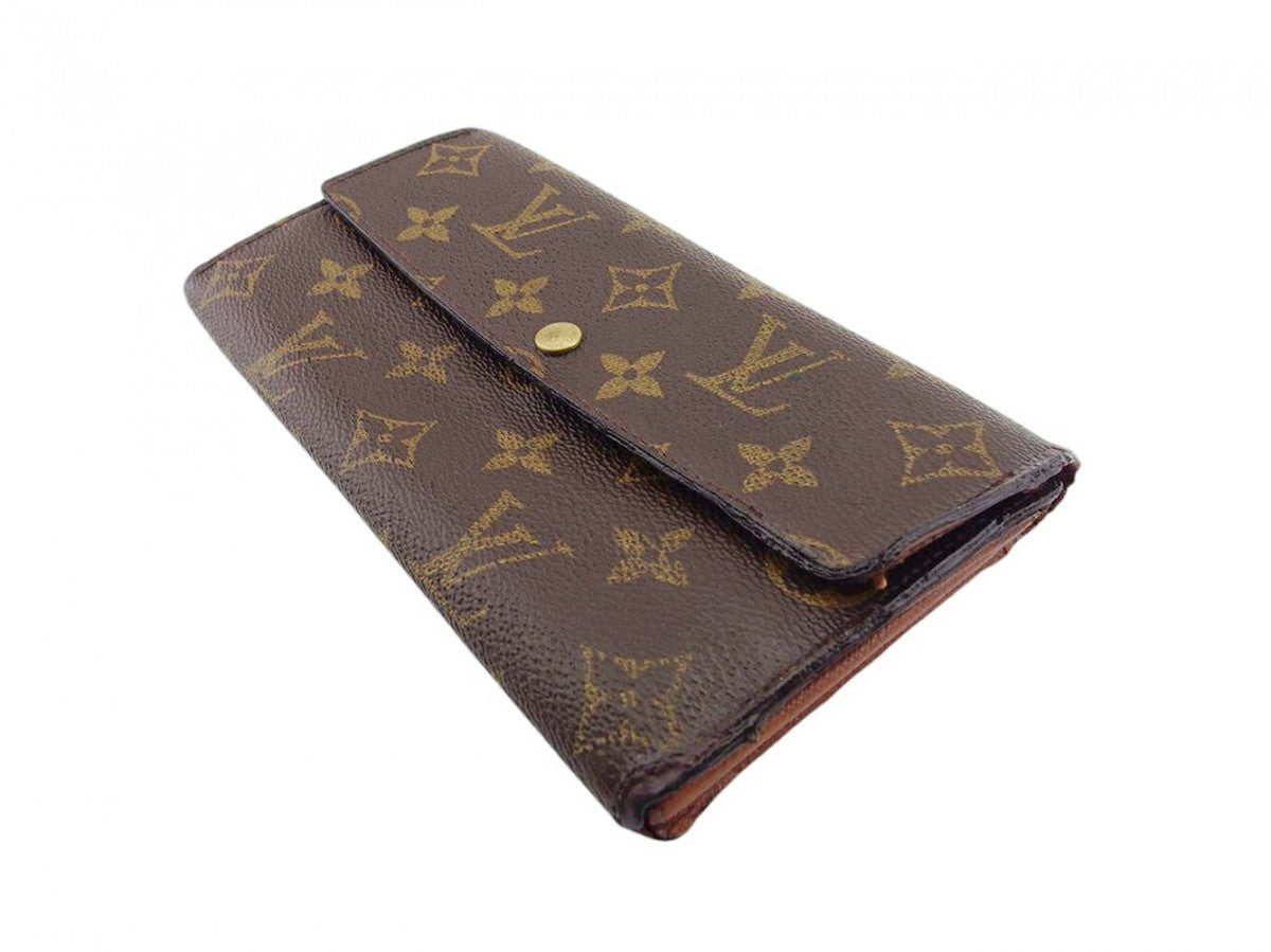 LOUIS VUITTON Long Wallet Purse M61725 Brown beige gold Pochette Porto MonÃÂ©credi