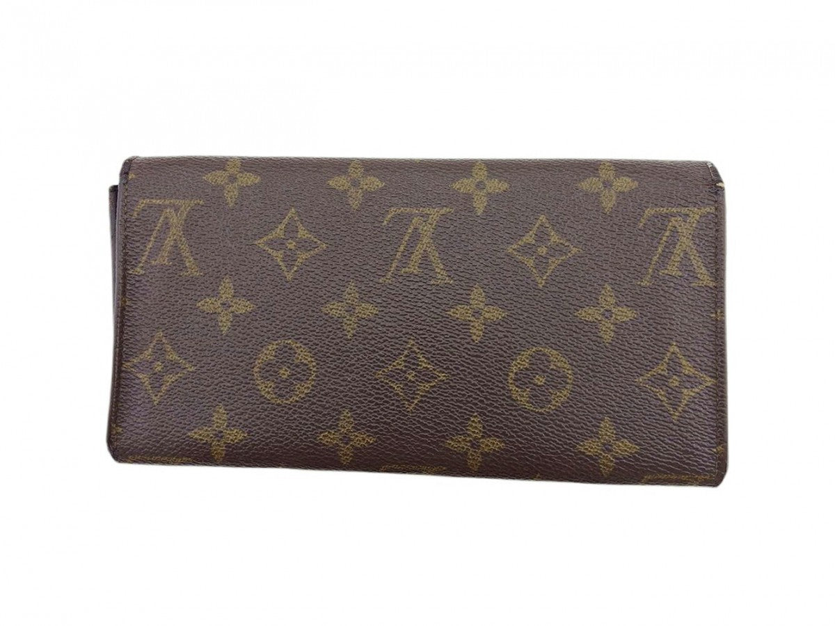 LOUIS VUITTON Long Wallet Purse M61724 Brown beige gold Pochette Porto MonÃÂ©credi