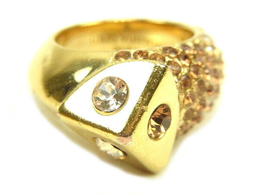 LOUIS VUITTON Ring M68052 Gold type #9-9.5 with Swarovski crystals