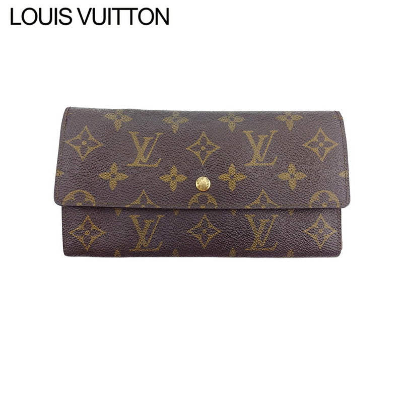 LOUIS VUITTON Long Wallet Purse M61724 Brown beige gold Pochette Porto MonÃÂ©credi
