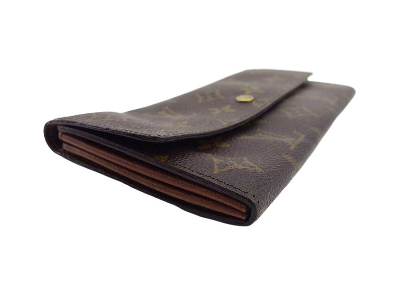 LOUIS VUITTON Long Wallet Purse M61724 Brown beige gold Pochette Porto MonÃÂ©credi