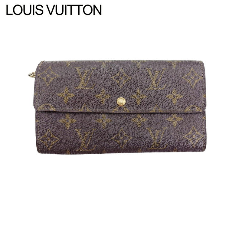 LOUIS VUITTON Long Wallet Purse M61724 Brown beige gold Pochette Porto MonÃÂ©credi
