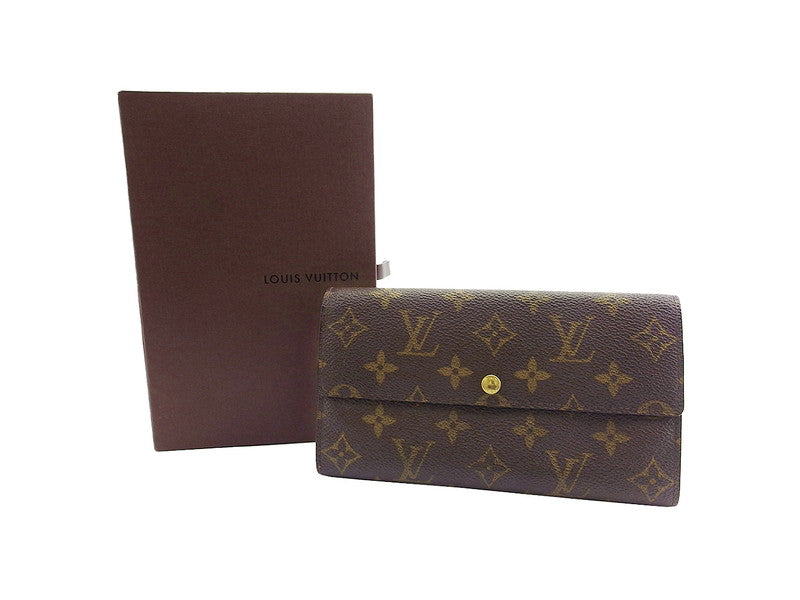 LOUIS VUITTON Long Wallet Purse M61725 Brown beige Pochette Porto MonÃÂ©credi
