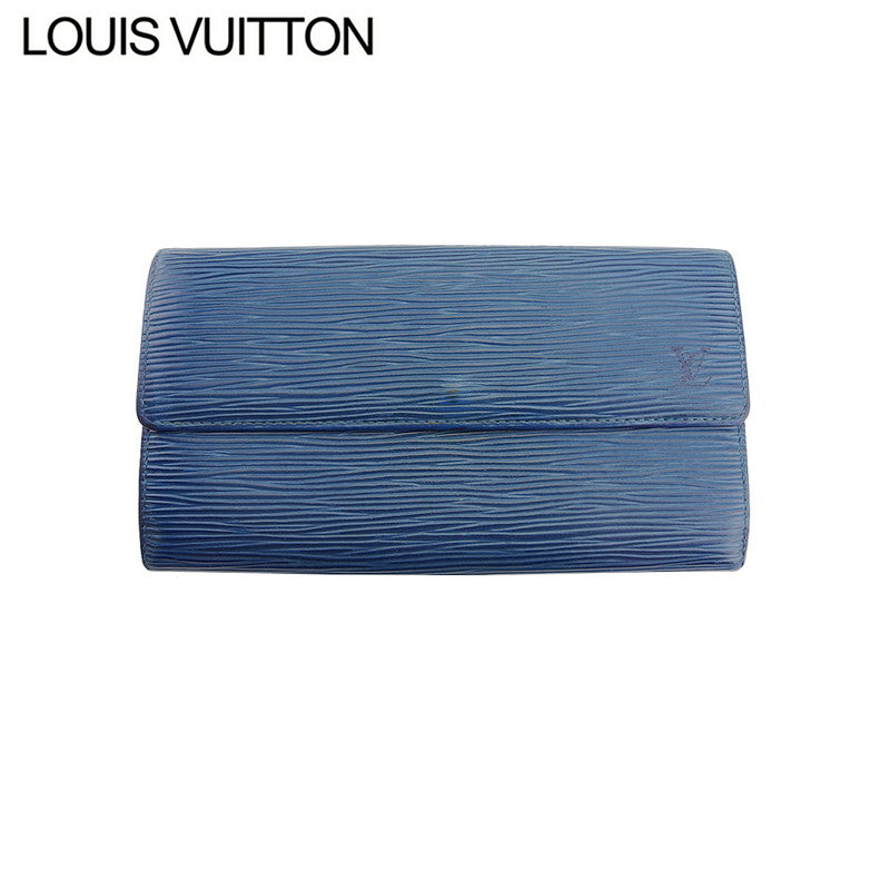 LOUIS VUITTON Long Wallet Purse M63575 Blue gold Pochette Porto MonÃÂ©credi